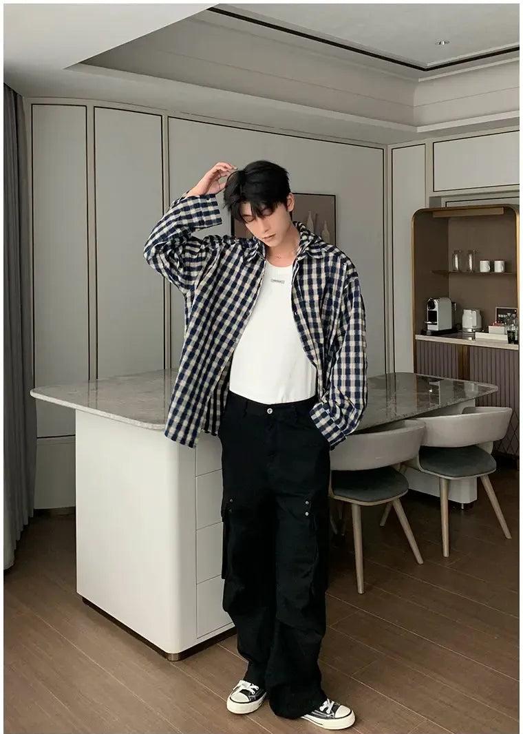 Hua Loose Fit Pleated Cargo Jeans-korean-fashion-Jeans-Hua's Closet-OH Garments