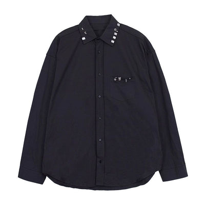 Hua Metal Accent Buttoned Shirt-korean-fashion-Shirt-Hua's Closet-OH Garments