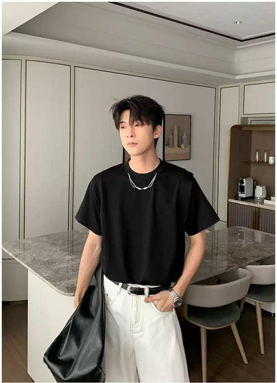 Hua Metallic Chain Detail T-Shirt-korean-fashion-T-Shirt-Hua's Closet-OH Garments
