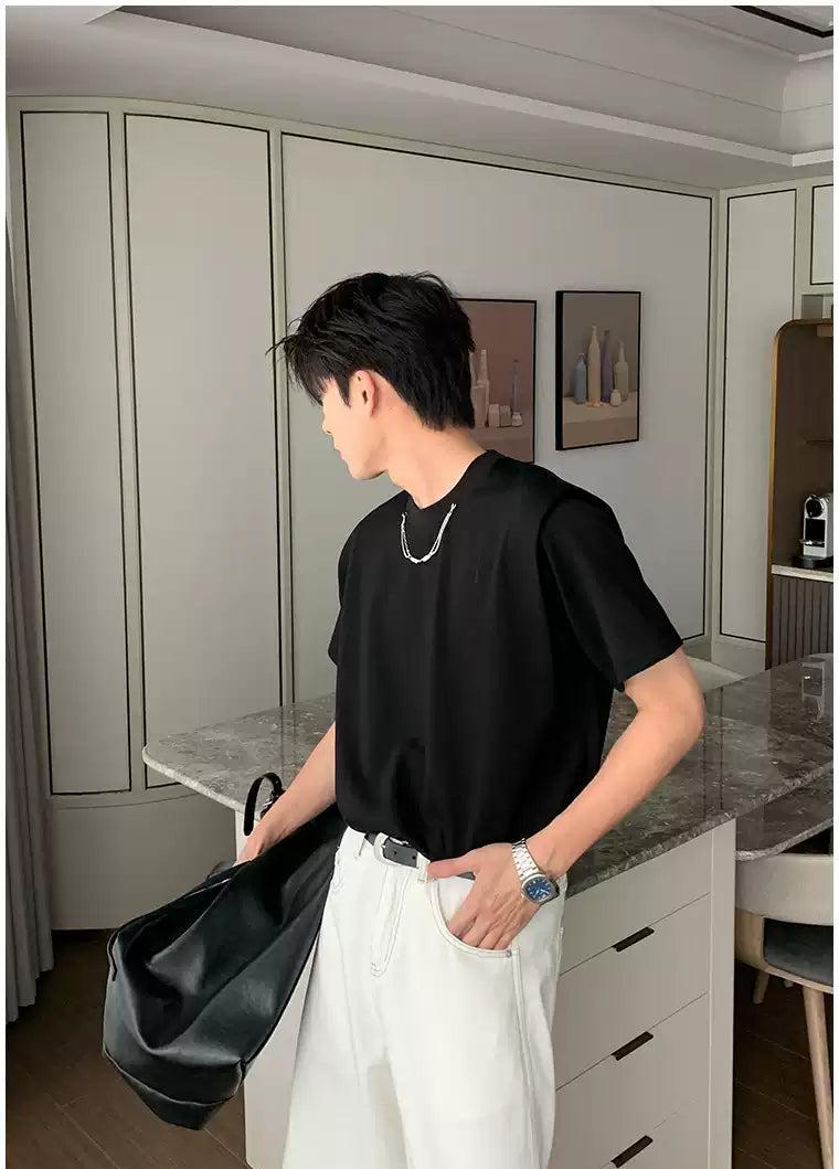 Hua Metallic Chain Detail T-Shirt-korean-fashion-T-Shirt-Hua's Closet-OH Garments