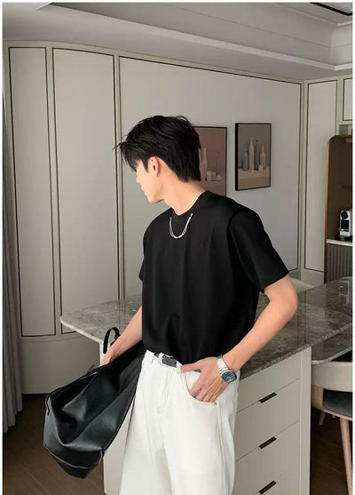 Hua Metallic Chain Detail T-Shirt-korean-fashion-T-Shirt-Hua's Closet-OH Garments