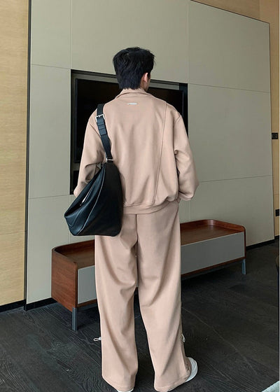 Hua Minimal Detail Zip-Up Jacket & Drawstring Sweatpants Set-korean-fashion-Clothing Set-Hua's Closet-OH Garments