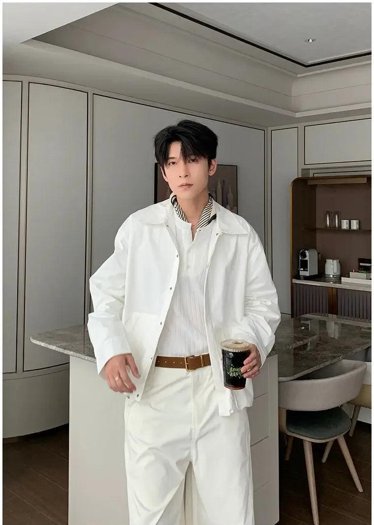 Hua Minimal Plain Buttoned Jacket-korean-fashion-Jacket-Hua's Closet-OH Garments