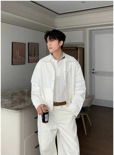 Hua Minimal Plain Buttoned Jacket-korean-fashion-Jacket-Hua's Closet-OH Garments