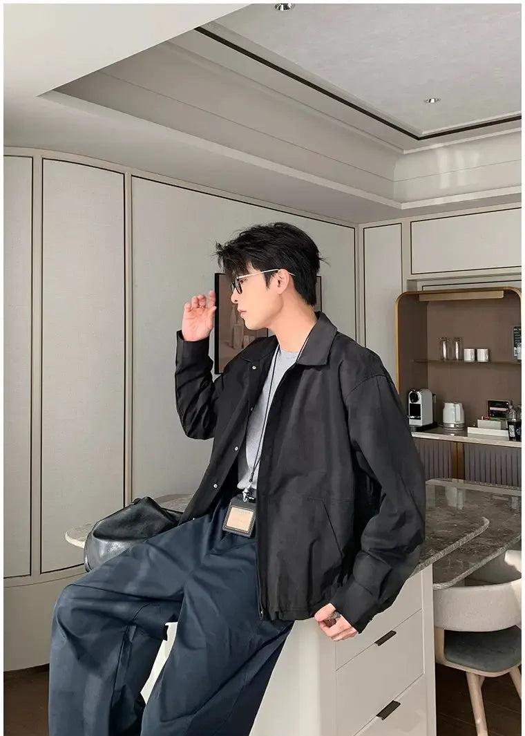 Hua Minimal Plain Buttoned Jacket-korean-fashion-Jacket-Hua's Closet-OH Garments