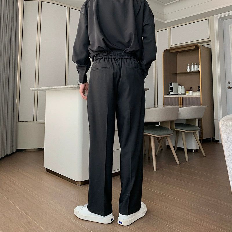 Hua Minimal Pleated Bootcut Trousers-korean-fashion-Pants-Hua's Closet-OH Garments
