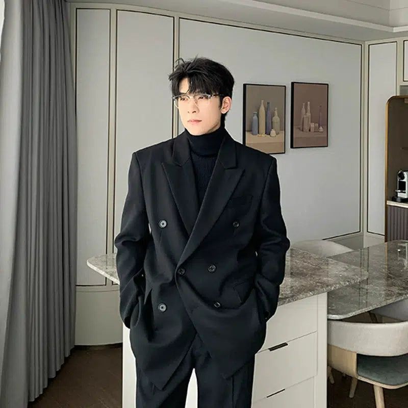 Hua Multi-Button Blazer & Pants Clothing Set-korean-fashion-Clothing Set-Hua's Closet-OH Garments