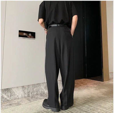 Hua Multi-Pleats Straight Trousers-korean-fashion-Trousers-Hua's Closet-OH Garments