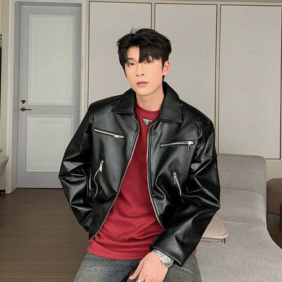 Hua Multi-Zip PU Leather Jacket-korean-fashion-Jacket-Hua's Closet-OH Garments
