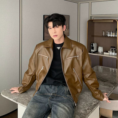 Hua Multi-Zip PU Leather Jacket-korean-fashion-Jacket-Hua's Closet-OH Garments