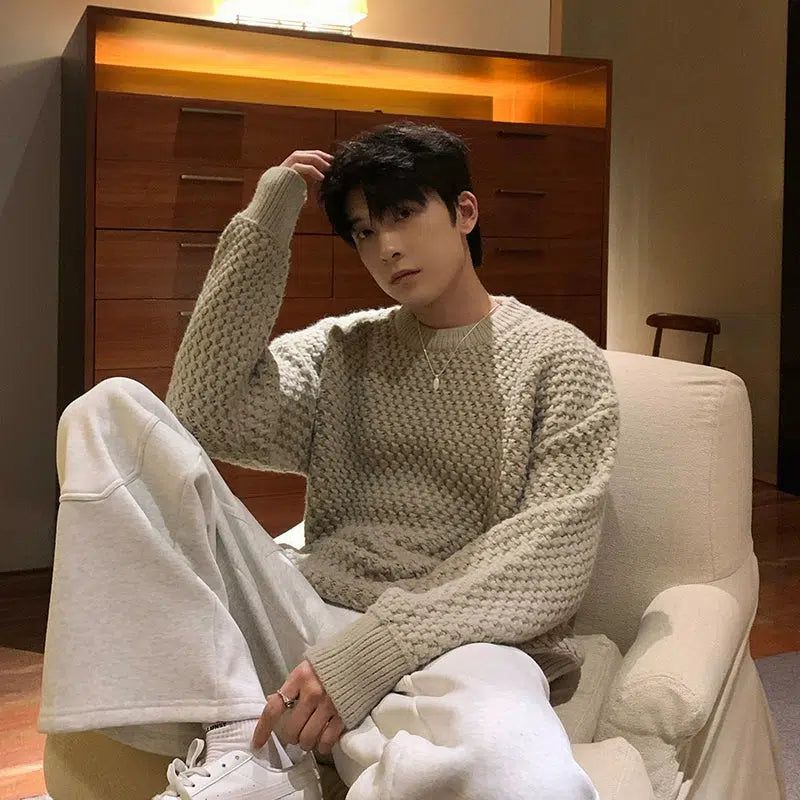 Hua Patterned Comfortable Fit Sweater-korean-fashion-Sweater-Hua's Closet-OH Garments