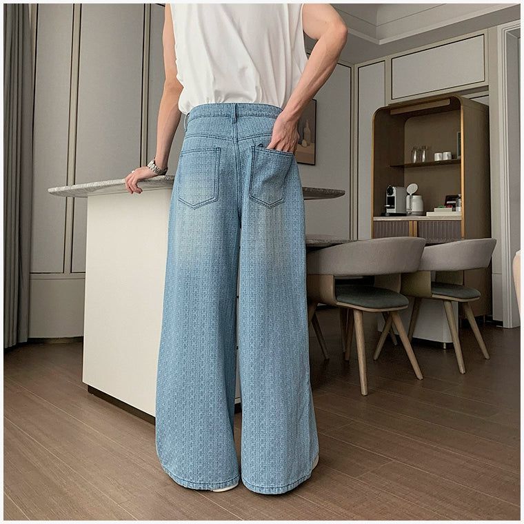 Hua Patterned Denim Shirt & Jeans Set-korean-fashion-Clothing Set-Hua's Closet-OH Garments