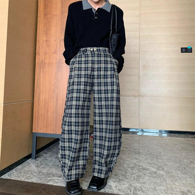 Hua Plaid Loose Fit Pants-korean-fashion-Pants-Hua's Closet-OH Garments