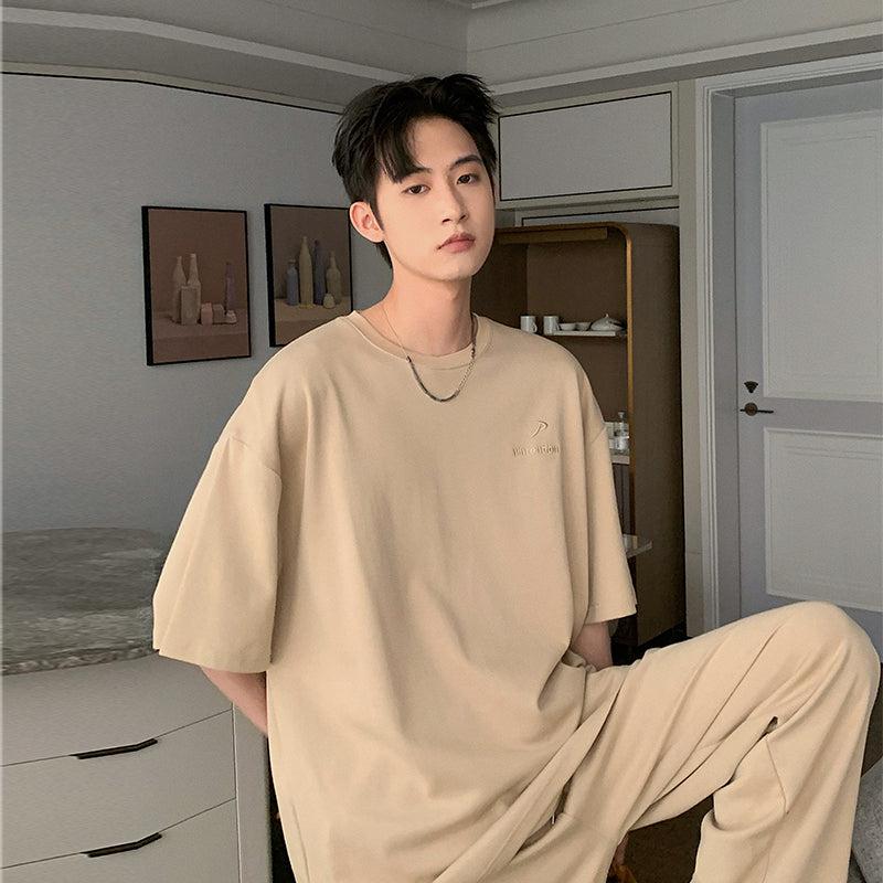 Hua Plain Color Comfty T-Shirt & Sweatpants Set-korean-fashion-Clothing Set-Hua's Closet-OH Garments