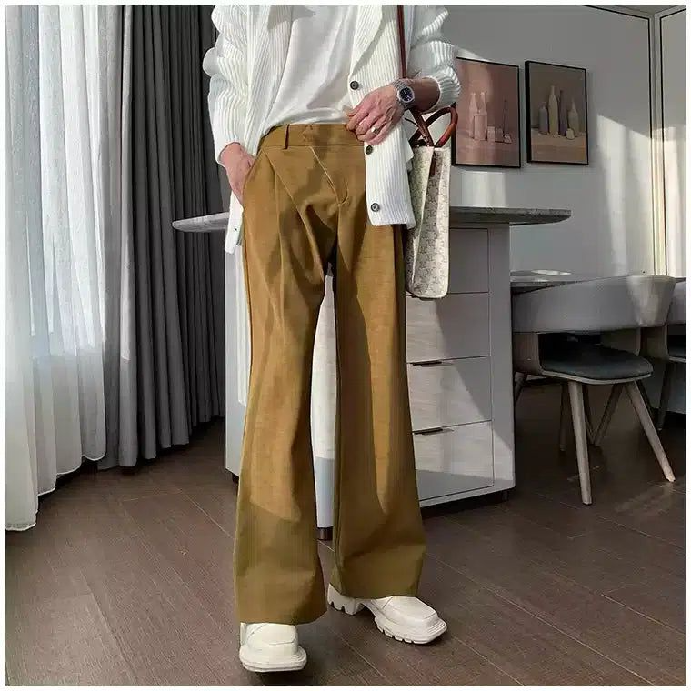 Hua Plain Color Neat Flow Trousers-korean-fashion-Trousers-Hua's Closet-OH Garments