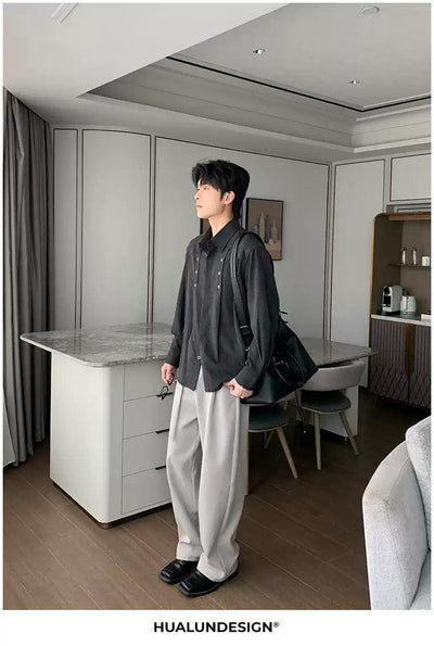 Hua Pleated Button Detail Shirt-korean-fashion-Shirt-Hua's Closet-OH Garments