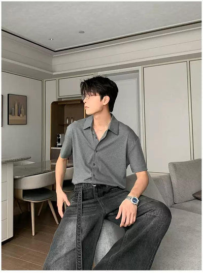 Hua Relaxed Fit Button-Down Shirt-korean-fashion-Shirt-Hua's Closet-OH Garments