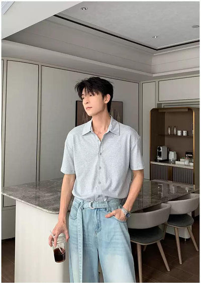 Hua Relaxed Fit Button-Down Shirt-korean-fashion-Shirt-Hua's Closet-OH Garments