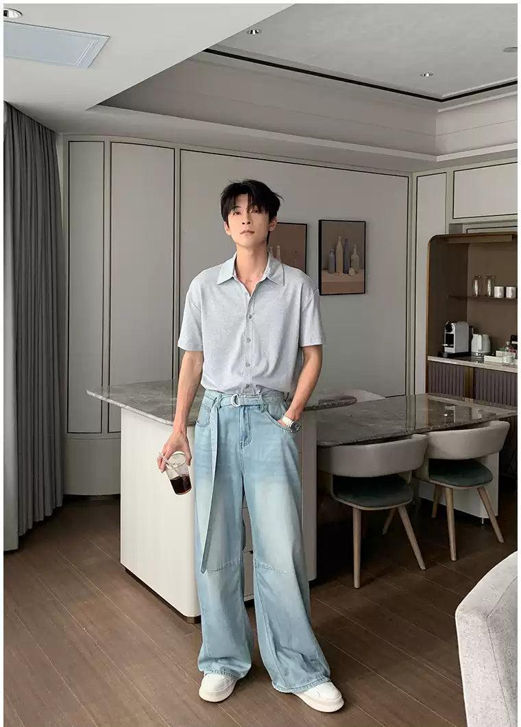 Hua Relaxed Fit Button-Down Shirt-korean-fashion-Shirt-Hua's Closet-OH Garments