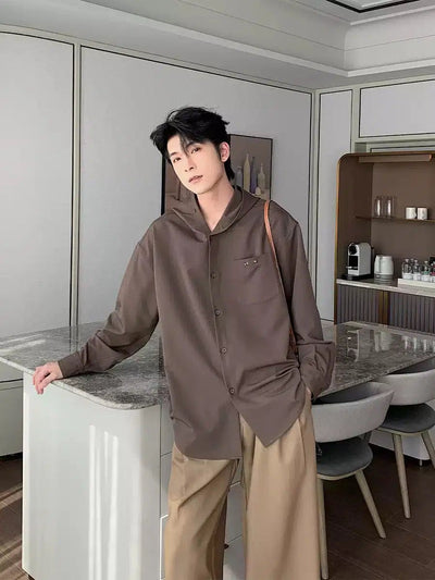 Hua Relaxed Fit Hooded Shirt-korean-fashion-Shirt-Hua's Closet-OH Garments