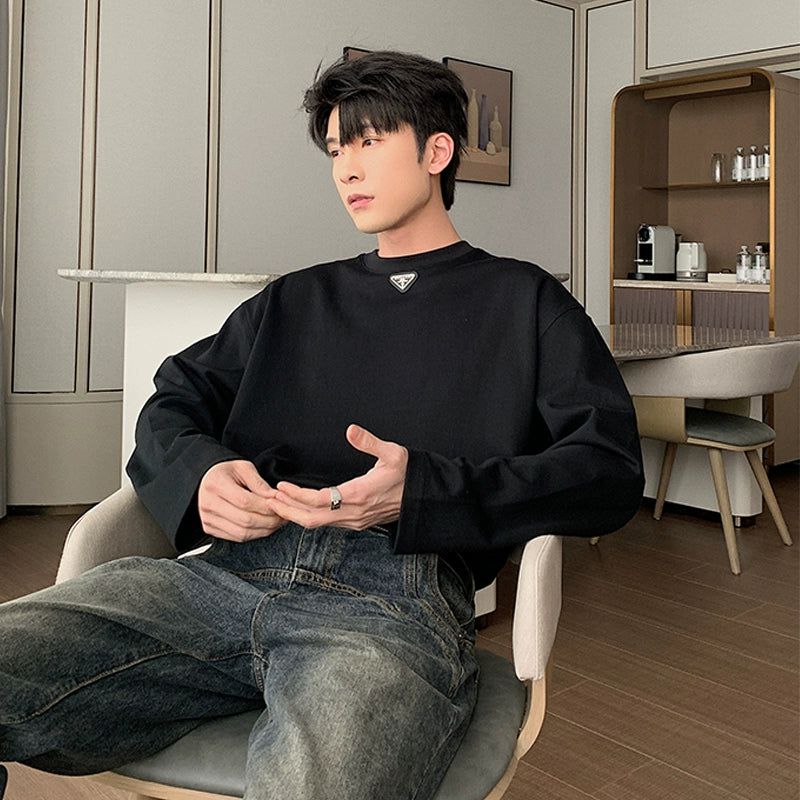 Hua Relaxed Fit Long Sleeve T-Shirt-korean-fashion-T-Shirt-Hua's Closet-OH Garments