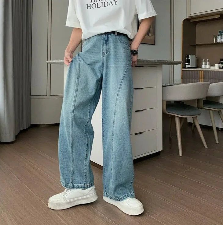 Hua Seams Detail Washed Jeans-korean-fashion-Jeans-Hua's Closet-OH Garments