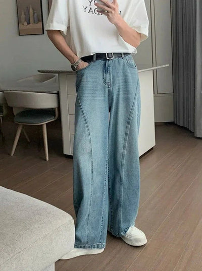 Hua Seams Detail Washed Jeans-korean-fashion-Jeans-Hua's Closet-OH Garments
