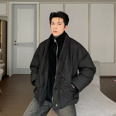 Hua Slant Pocket Collared Down Jacket-korean-fashion-Jacket-Hua's Closet-OH Garments