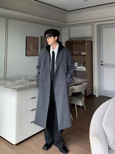 Hua Slant Pocket Double Breast Trench Coat-korean-fashion-Long Coat-Hua's Closet-OH Garments