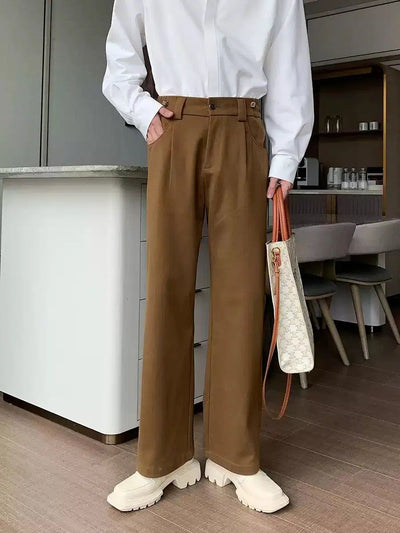 Hua Slant Pocket Straight Cut Trousers-korean-fashion-Trousers-Hua's Closet-OH Garments