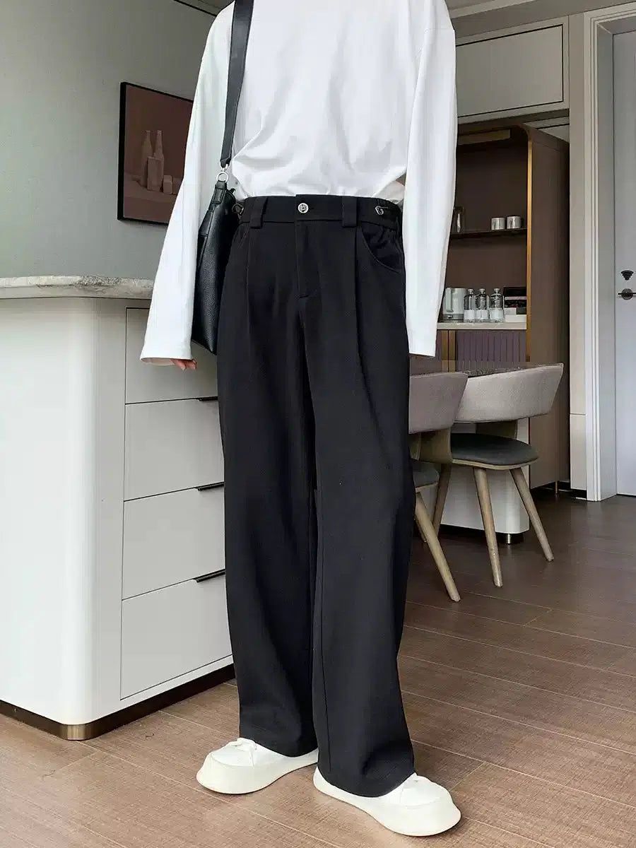 Hua Slant Pocket Straight Cut Trousers-korean-fashion-Trousers-Hua's Closet-OH Garments