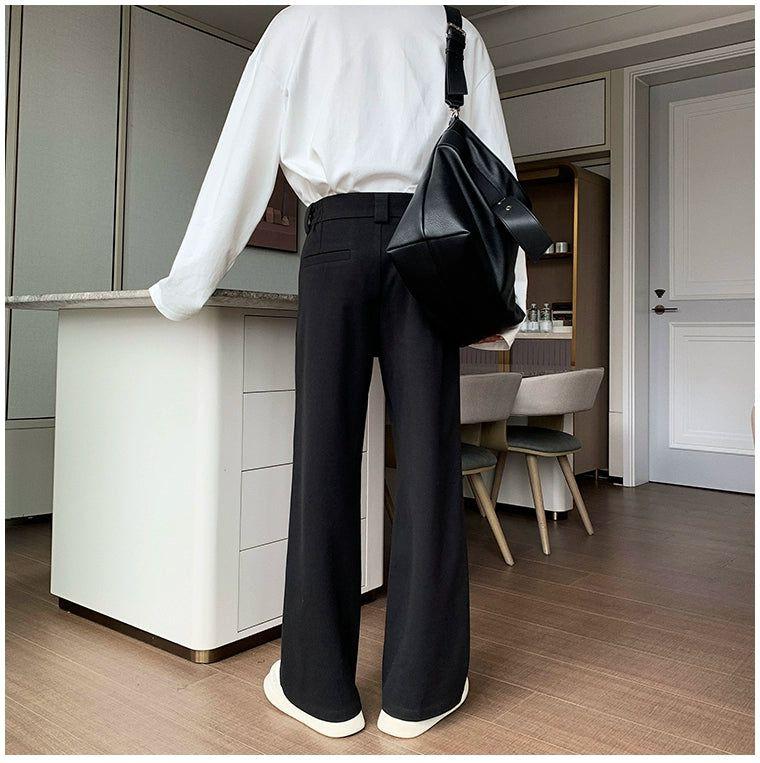 Hua Slant Pocket Straight Cut Trousers-korean-fashion-Trousers-Hua's Closet-OH Garments