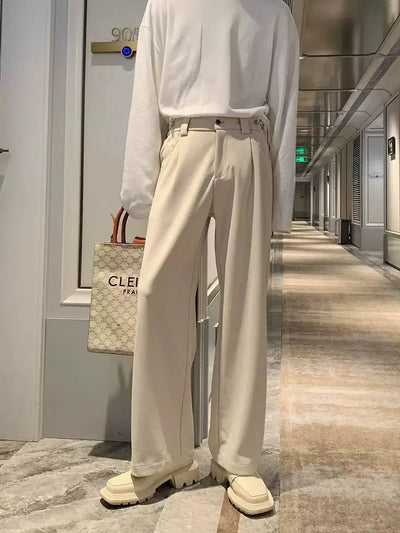 Hua Slant Pocket Straight Cut Trousers-korean-fashion-Trousers-Hua's Closet-OH Garments