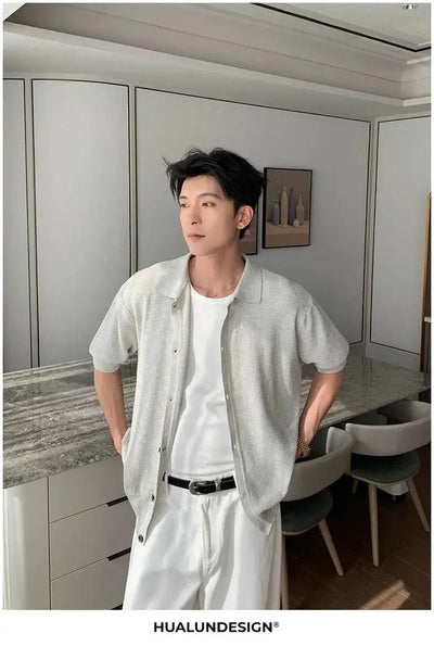 Hua Sleek Collared Knit Cardigan-korean-fashion-Cardigan-Hua's Closet-OH Garments