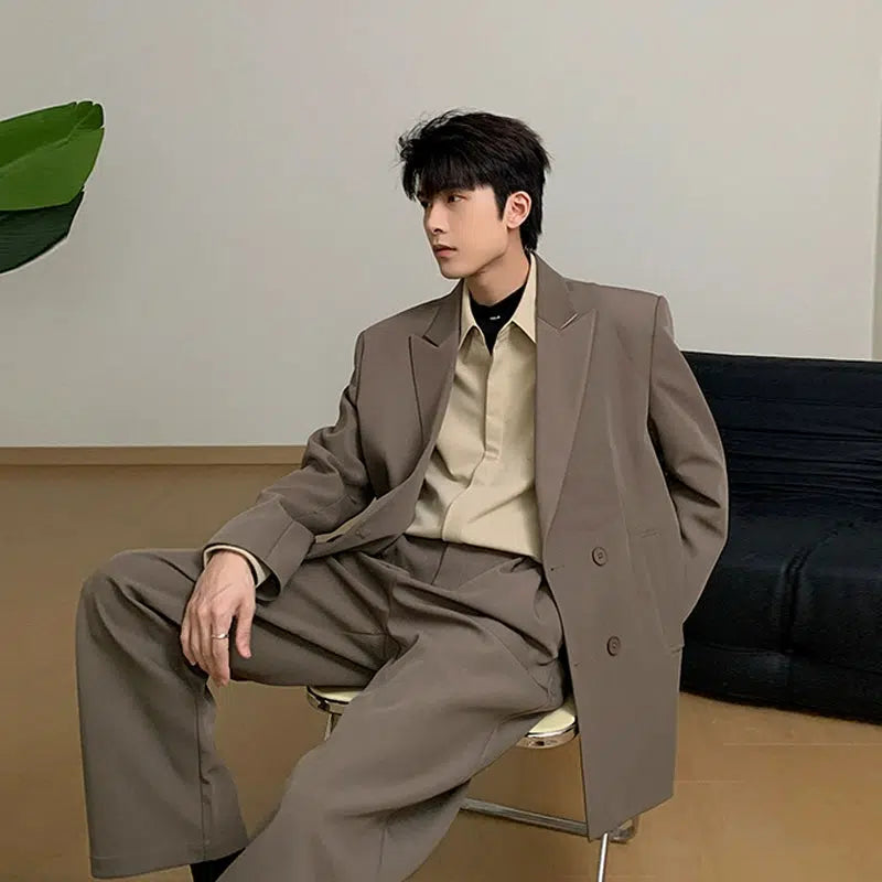 Hua Sleek Four Buttons Blazer & Pants Set-korean-fashion-Clothing Set-Hua's Closet-OH Garments