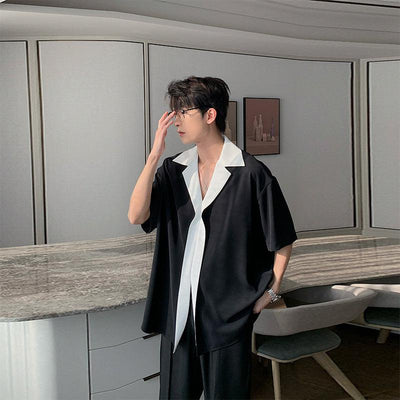 Hua Sleek Lapel Clean Cut Shirt-korean-fashion-Shirt-Hua's Closet-OH Garments