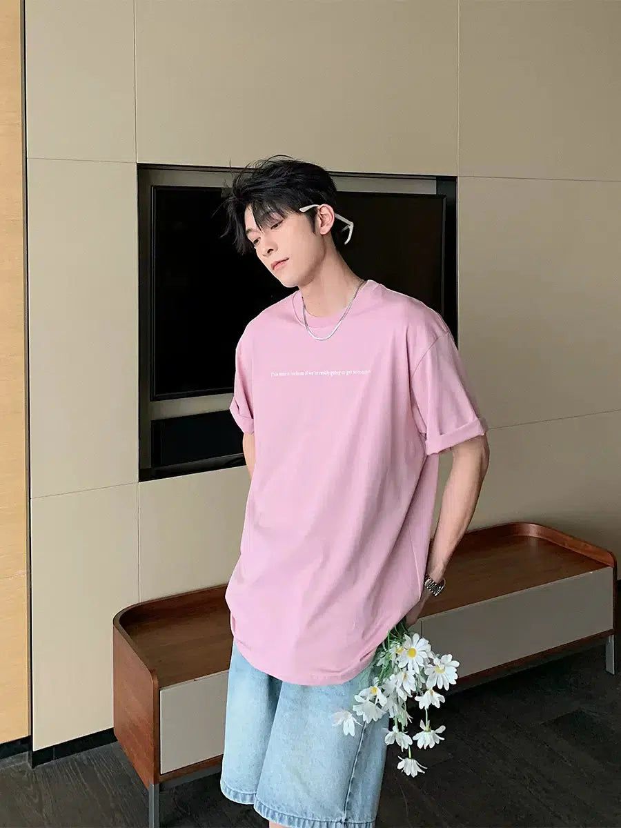Hua Slogan Lettered T-Shirt-korean-fashion-T-Shirt-Hua's Closet-OH Garments