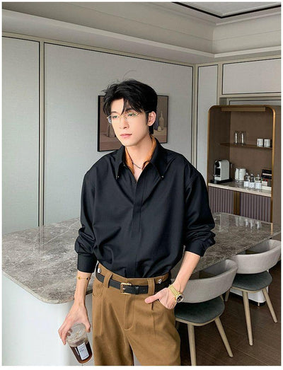 Hua Smart Office Clean Fit Shirt-korean-fashion-Shirt-Hua's Closet-OH Garments