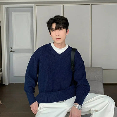 Hua Solid Color Casual Ribbed Sweater-korean-fashion-Sweater-Hua's Closet-OH Garments
