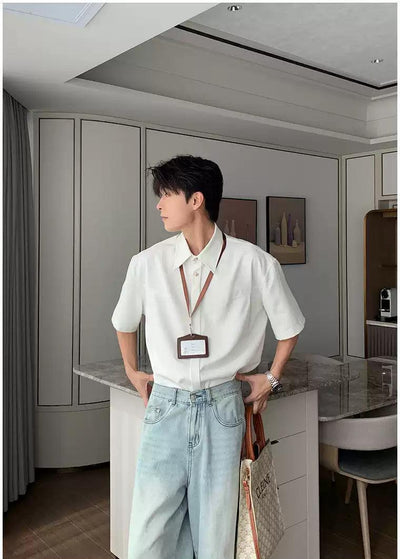 Hua Solid Minimal Buttons Shirt-korean-fashion-Shirt-Hua's Closet-OH Garments