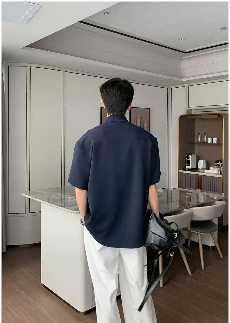 Hua Solid Minimal Buttons Shirt-korean-fashion-Shirt-Hua's Closet-OH Garments