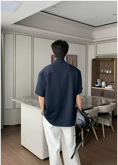Hua Solid Minimal Buttons Shirt-korean-fashion-Shirt-Hua's Closet-OH Garments