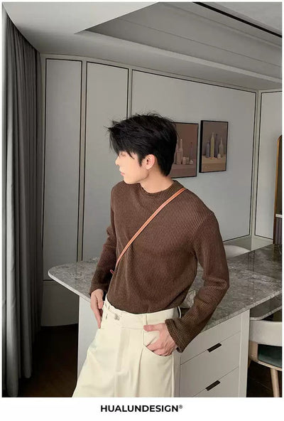 Hua Solid Ribbed Knit Textured Sweater-korean-fashion-Sweater-Hua's Closet-OH Garments