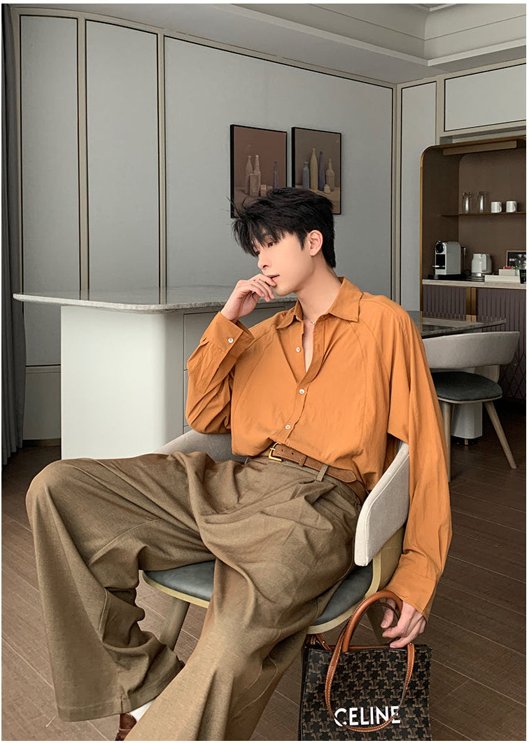 Hua Solid Structured L/S Shirt-korean-fashion-Shirt-Hua's Closet-OH Garments