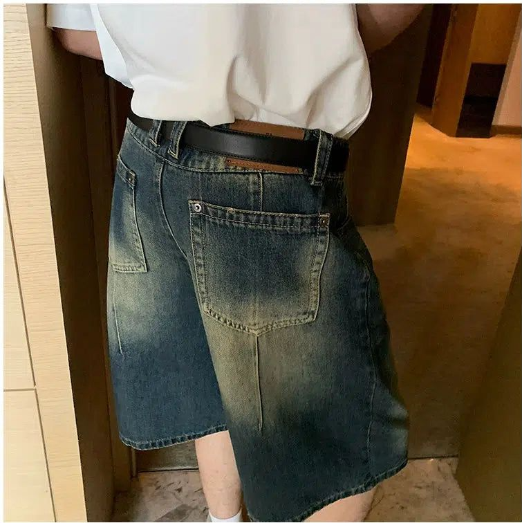 Hua Spots Fade Denim Shorts-korean-fashion-Shorts-Hua's Closet-OH Garments