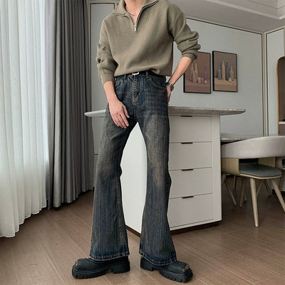 Hua Stone Wash Clean Fit Bootcut Jeans-korean-fashion-Jeans-Hua's Closet-OH Garments