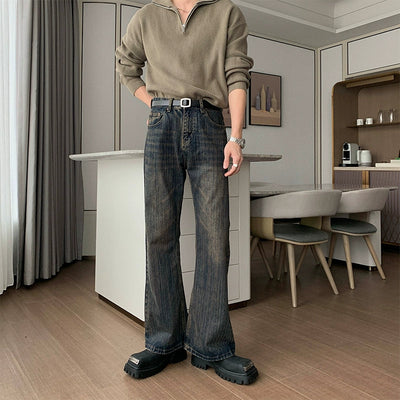 Hua Stone Wash Clean Fit Bootcut Jeans-korean-fashion-Jeans-Hua's Closet-OH Garments