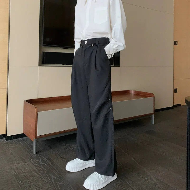 Hua Straight Leg Regular Fit Casua Pants-korean-fashion-Pants-Hua's Closet-OH Garments