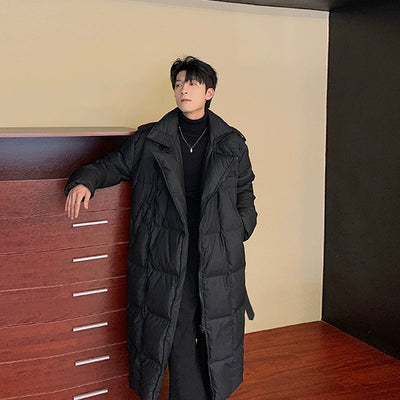 Hua Strap Belted Down Long Coat-korean-fashion-Long Coat-Hua's Closet-OH Garments