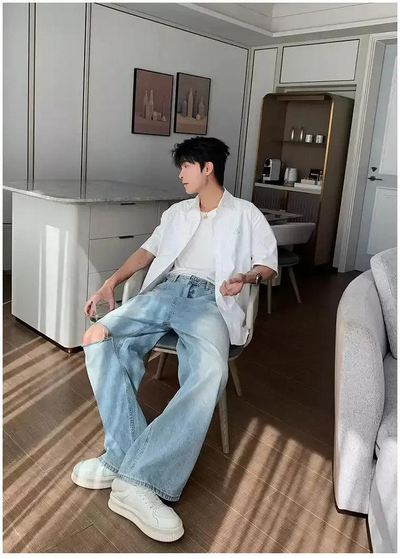 Hua Striped Clean Fit Shirt-korean-fashion-Shirt-Hua's Closet-OH Garments